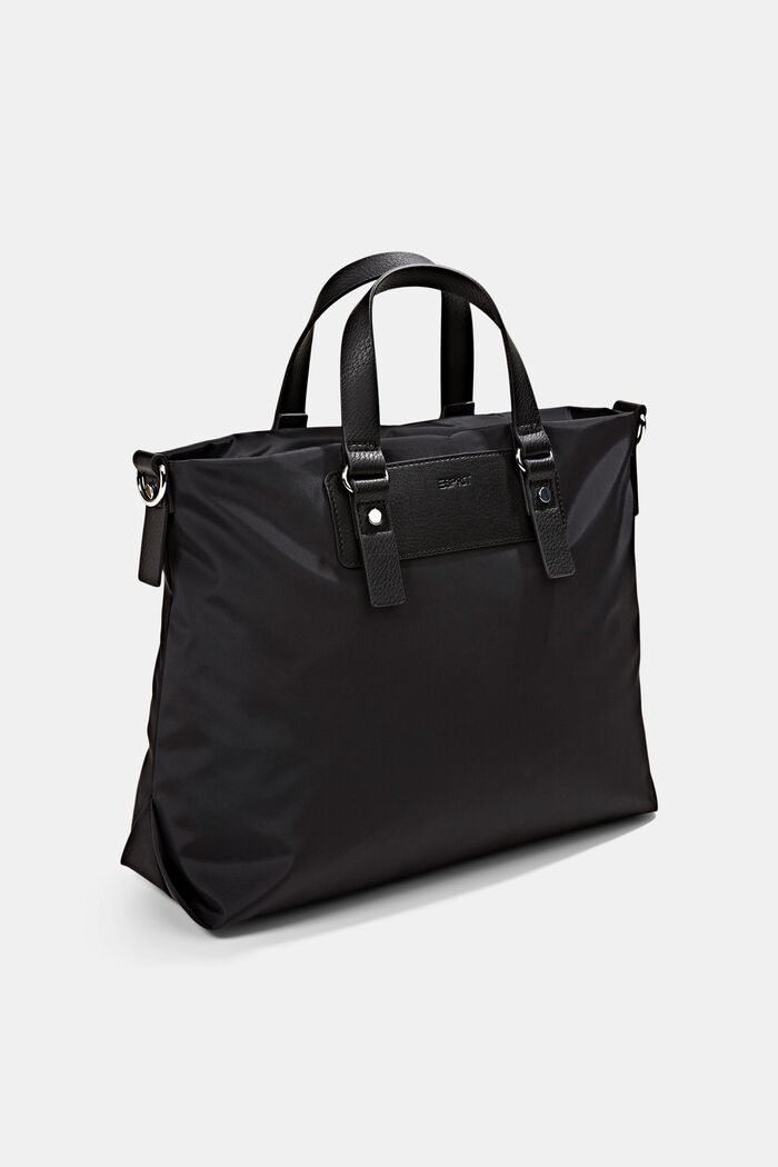 Z recyklovaného materiálu: nylonová taška s detaily z imitace kůže, BLACK, detail image number 2