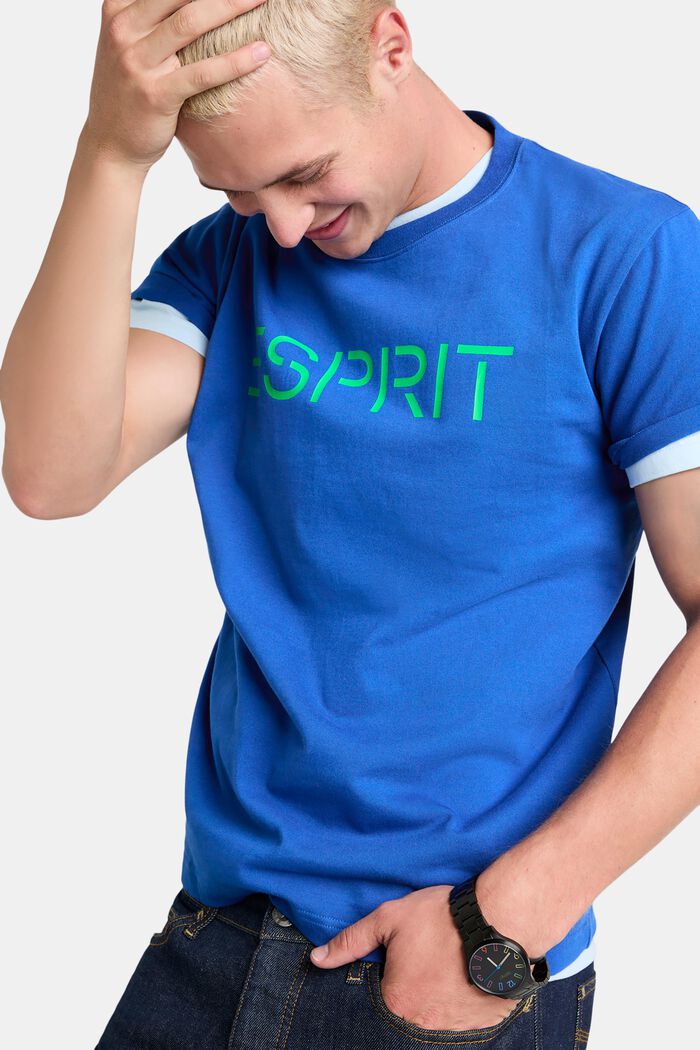 Unisex tričko s logem, z bavlněného žerzeje, BRIGHT BLUE, detail image number 2