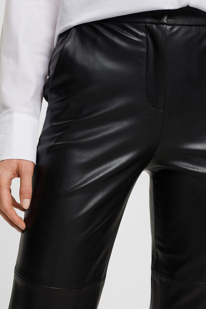 Zkrácené kalhoty z imitace kůže, BLACK, detail image number 2