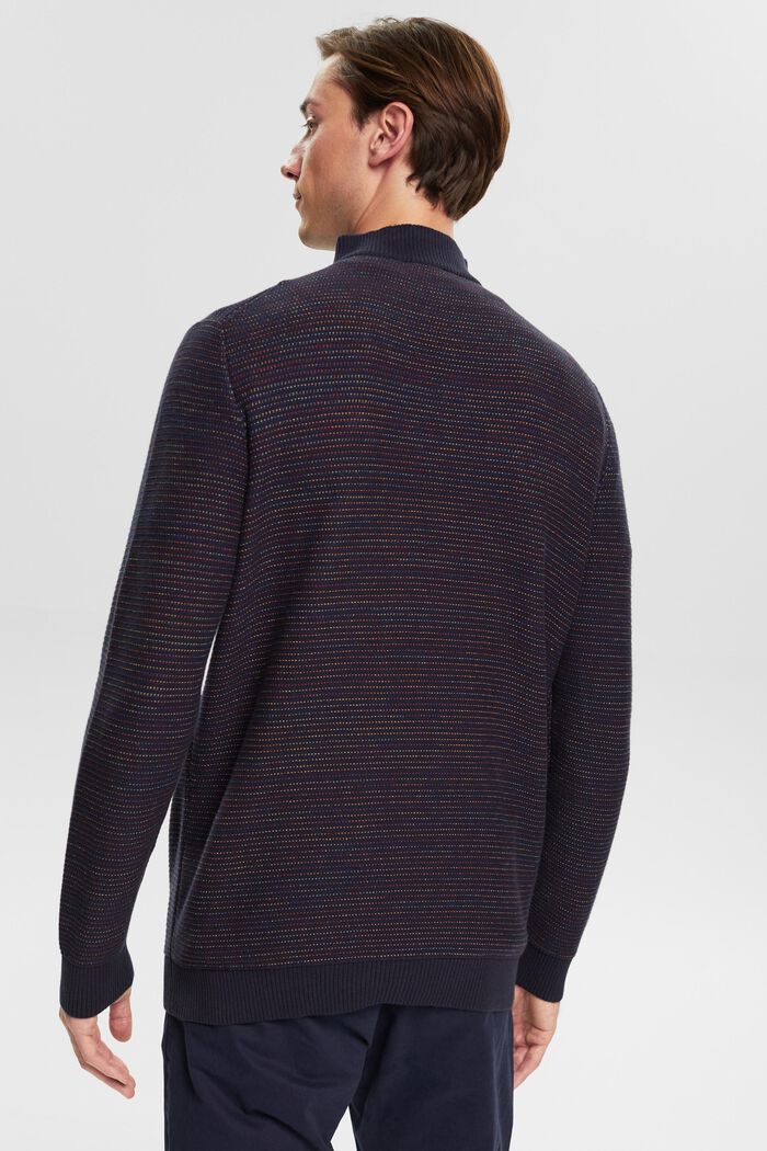 Pletený pulovr s polovičním zipem a proužky, NAVY, detail image number 3