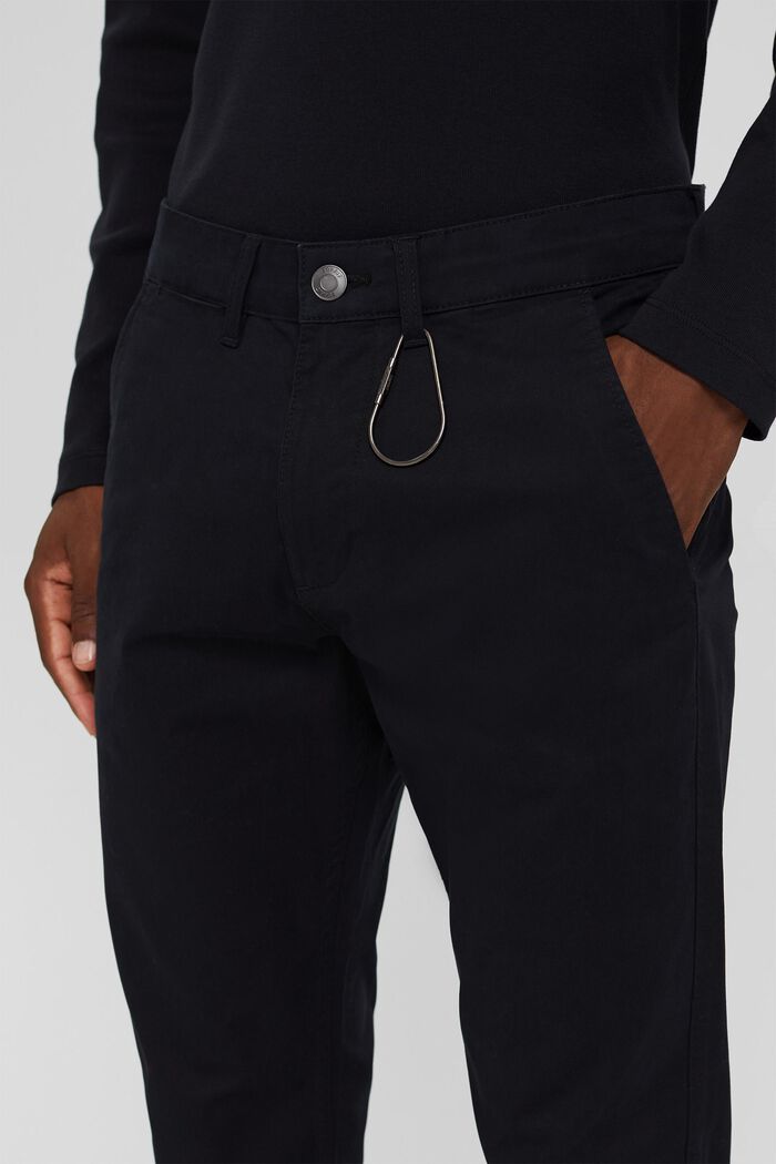 Kalhoty chino z bio bavlny s kroužkem na klíče, BLACK, detail image number 2