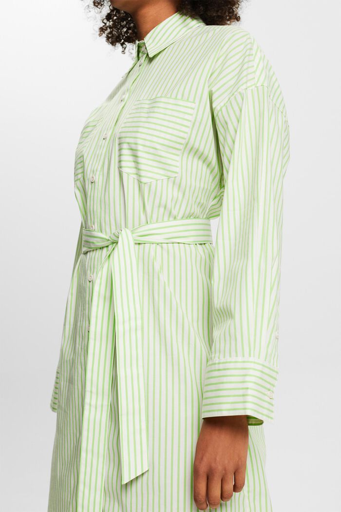 Pruhované košilové šaty z popelínu, GREEN, detail image number 4
