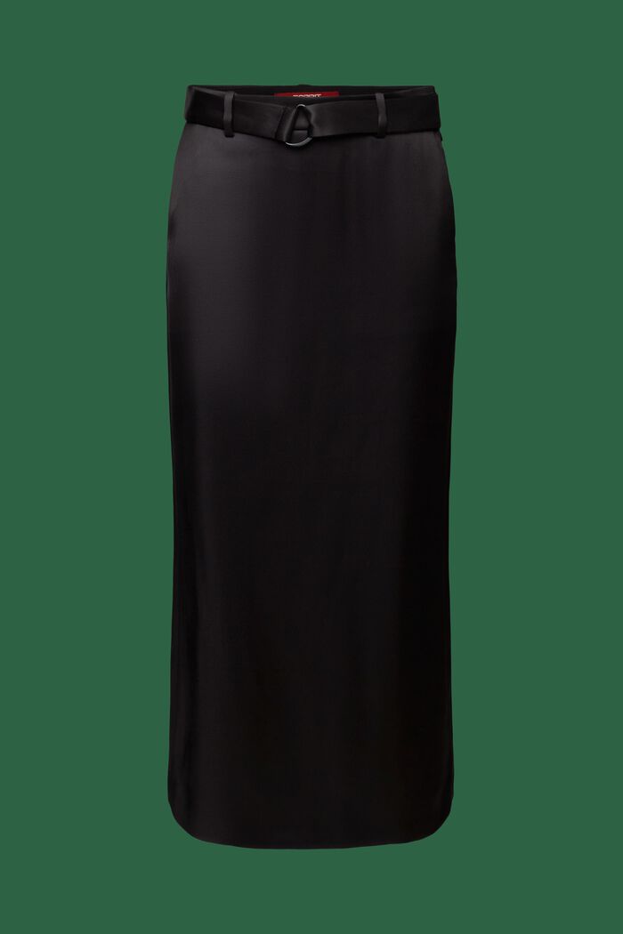 Saténová maxi sukně s opaskem, BLACK, detail image number 7