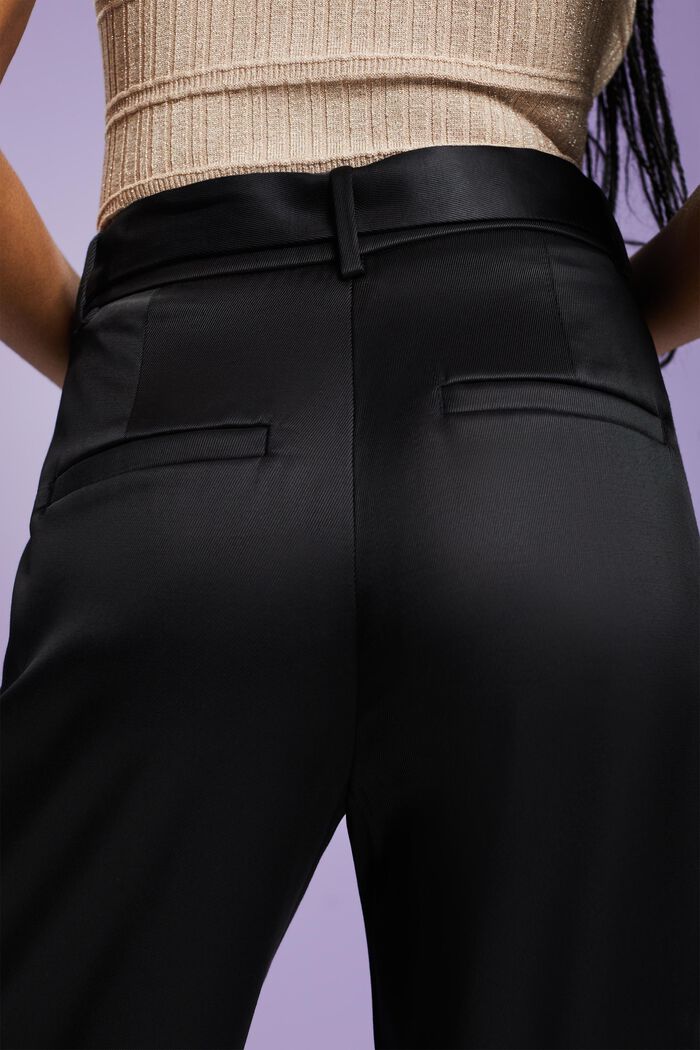 Saténové kalhoty s širokými nohavicemi, BLACK, detail image number 3