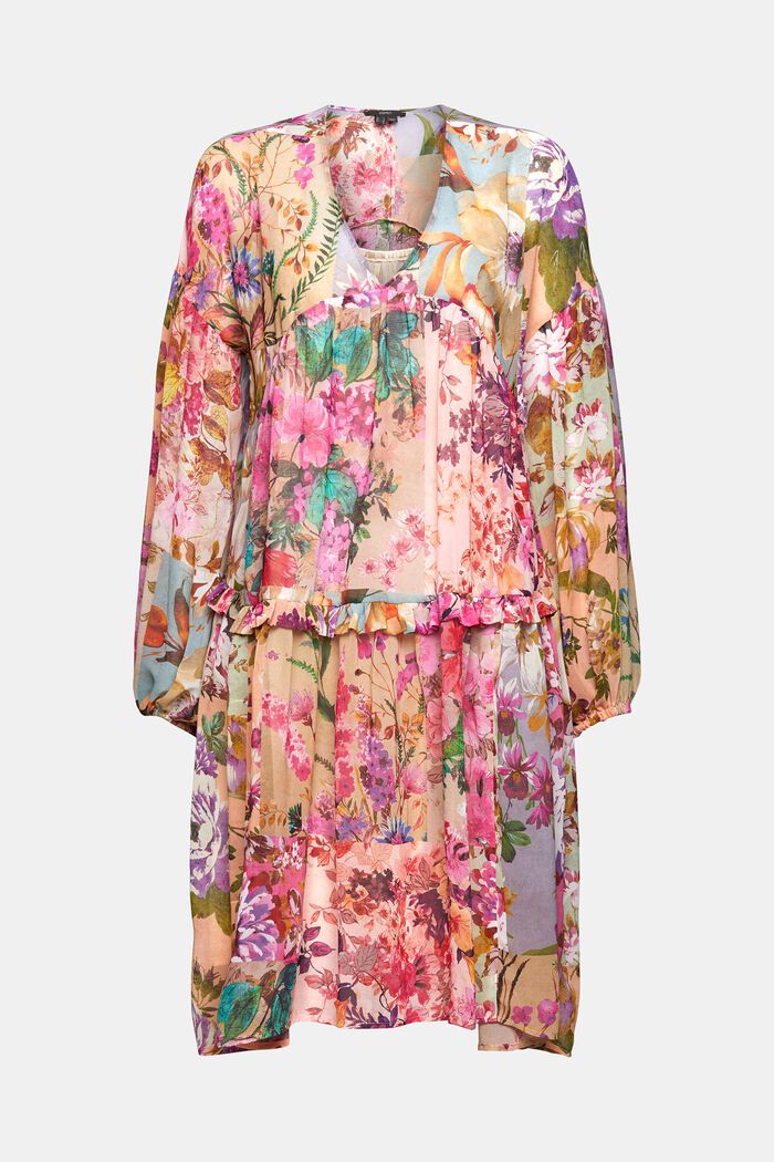 Z recyklovaného materiálu: šifonové šaty s květovaným vzorem, PINK FUCHSIA, detail image number 6