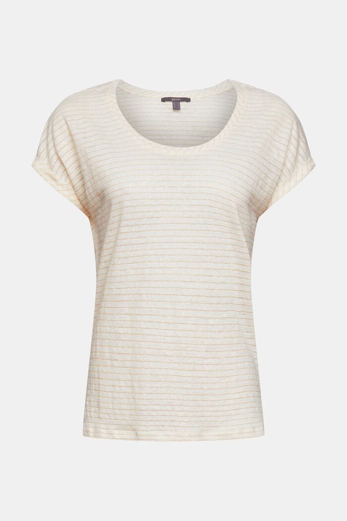 Ze lnu: tričko s blýskavými proužky, OFF WHITE, detail image number 7