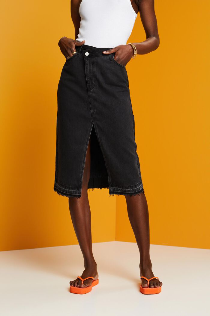 Midi sukně s asymetrickým pasem, BLACK MEDIUM WASHED, detail image number 0
