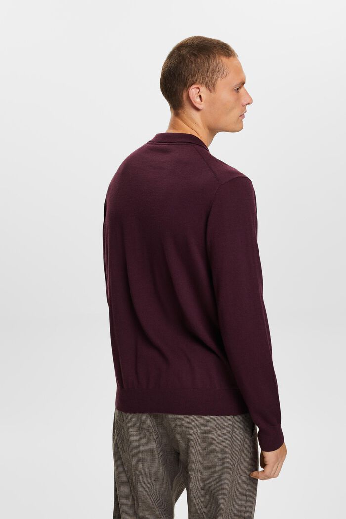 Vlněný pulovr s polokošilovým límcem, AUBERGINE, detail image number 3