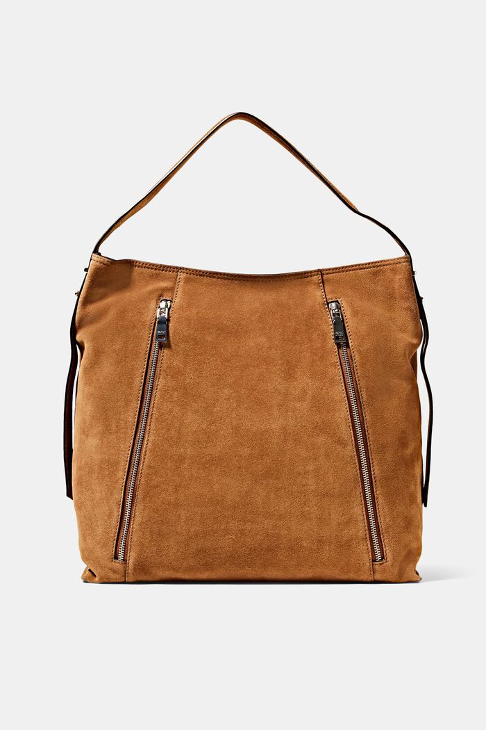 Semišová taška s přihrádkami na zip, RUST BROWN, detail image number 0