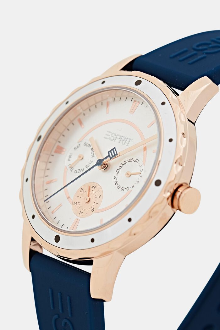 Dvoubarevné multifunkční hodinky se silikonovým náramkem, NAVY, detail image number 1