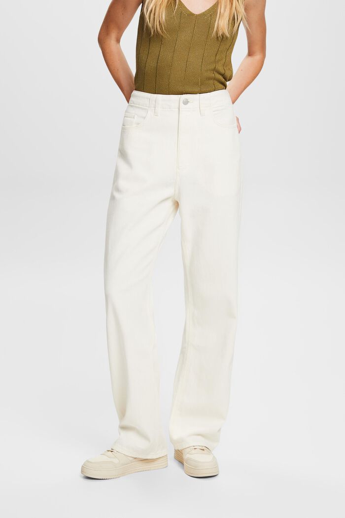 Keprové kalhoty, široké nohavice, 100 % bavlna, OFF WHITE, detail image number 0