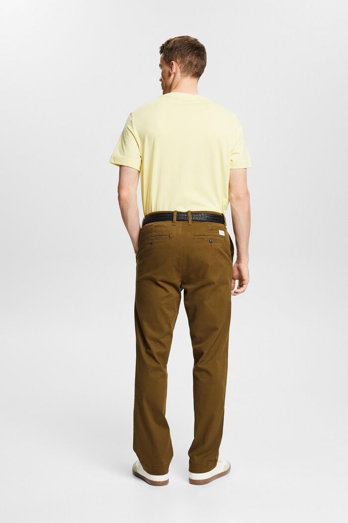 Bavlněné kalhoty chino s rovnými nohavicemi, KHAKI GREEN, detail image number 2