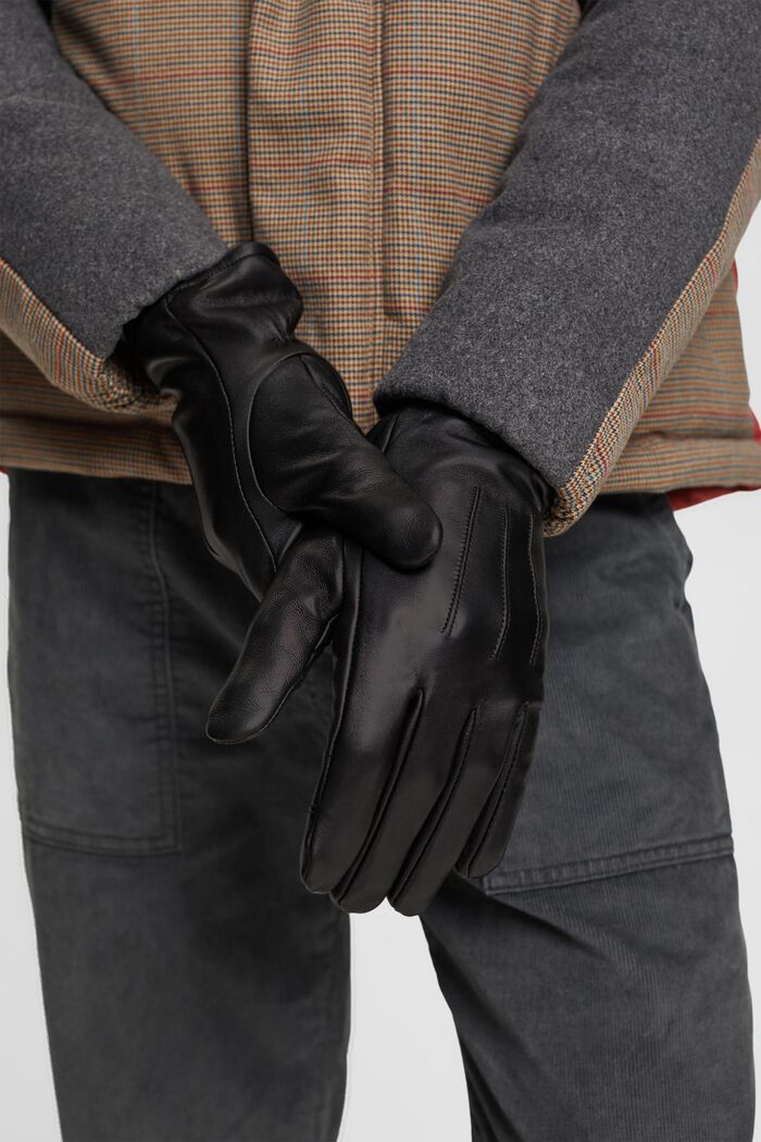 Gloves leather, BLACK, detail image number 2