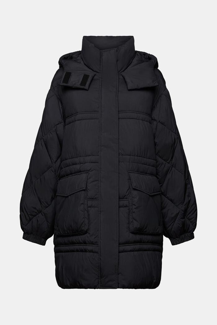 Z recyklovaného materiálu: Prošívaný kabát s kapucí, BLACK, detail image number 5