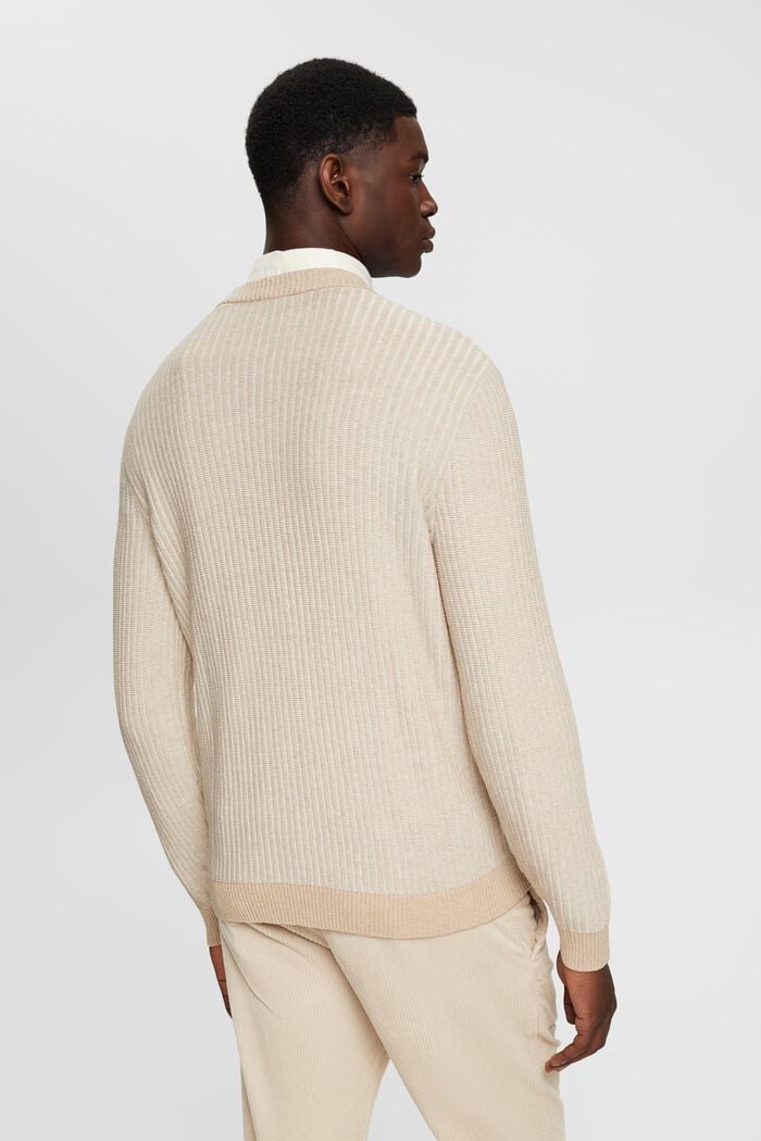 Dvoubarevný pulovr z žebrové pleteniny, LIGHT TAUPE, detail image number 3