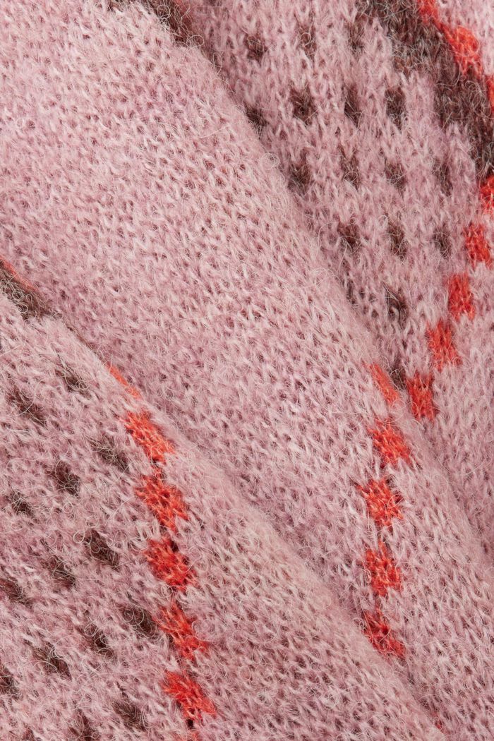 Kostkovaný svetr ze směsi s vlnou, OLD PINK, detail image number 5