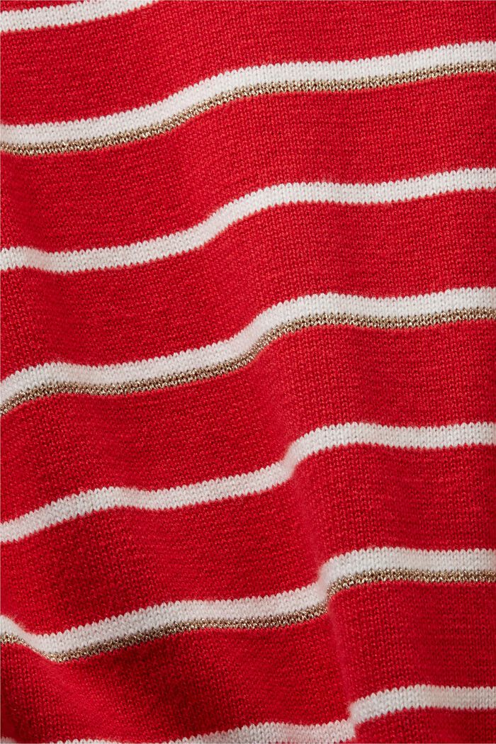 Pruhovaný pletený pulovr s kašmírem, RED, detail image number 5