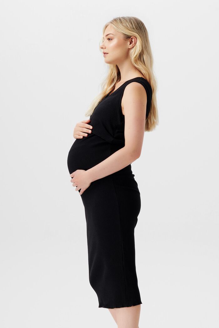 Žebrované šaty s úpravou pro kojení, bio bavlna, BLACK INK, detail image number 4