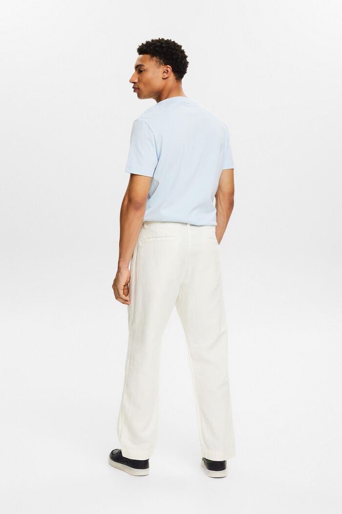 Rovné kalhoty ze směsi lnu a bavlny, OFF WHITE, detail image number 2