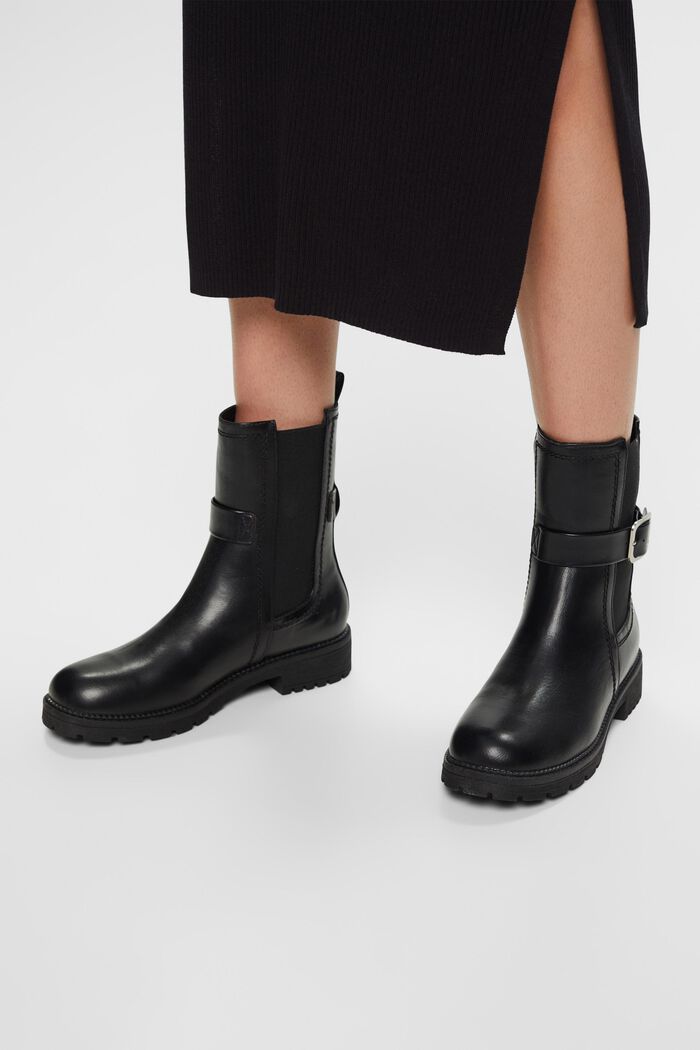 Chelsea boty z veganské usně, s malou přezkou, BLACK, detail image number 1