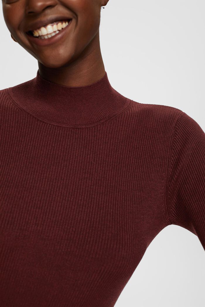 Žebrový pulovr, LENZING™ ECOVERO™, BORDEAUX RED, detail image number 0