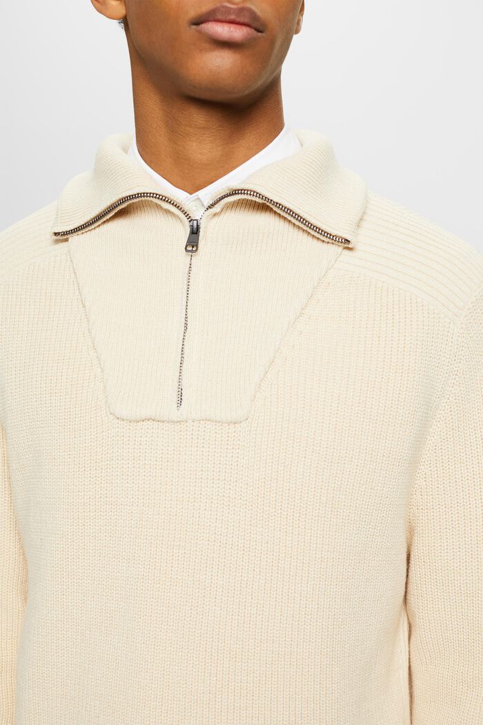 Pletený pulovr s polovičním zipem, LIGHT TAUPE, detail image number 2