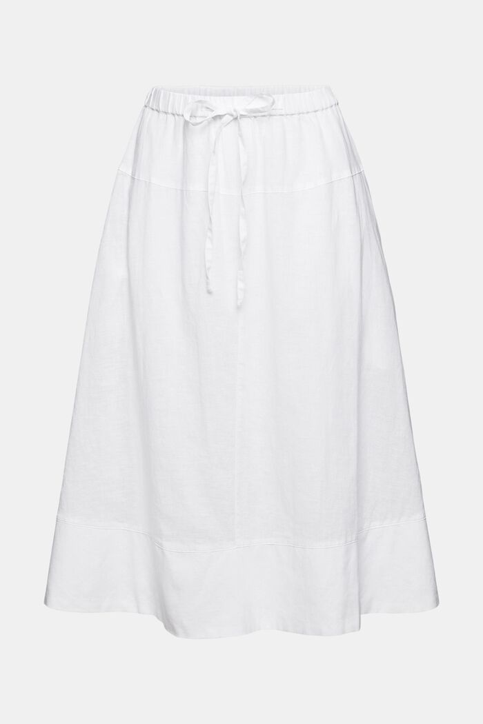 Midi sukně: ze směsi se lnem, WHITE, detail image number 6