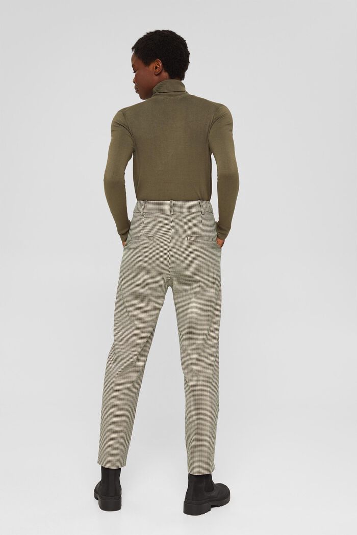 Kalhoty s kárem v podobě kohoutí stopy a s knoflíkovou lištou, DARK KHAKI, detail image number 3
