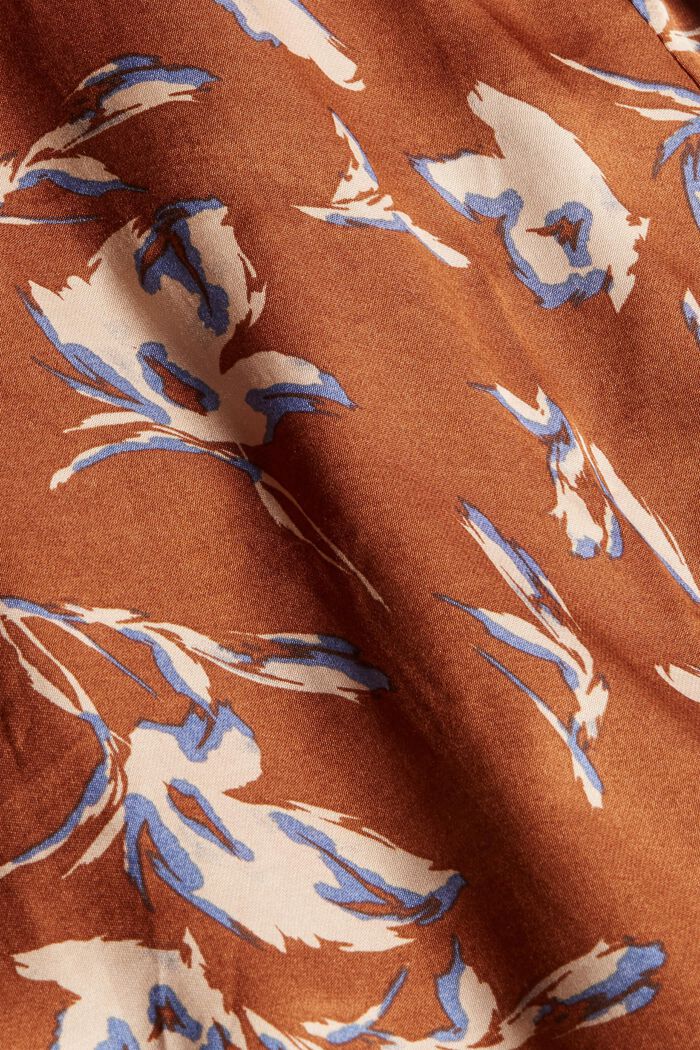 Košilové šaty ze saténu, s natištěnými květy, TERRACOTTA, detail image number 4