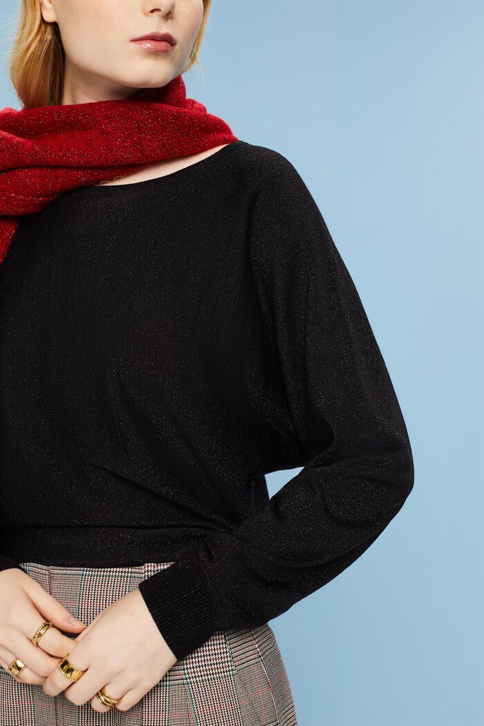 Třpytivý pulovr s netopýřími rukávy, LENZING™ ECOVERO™, BLACK, detail image number 3