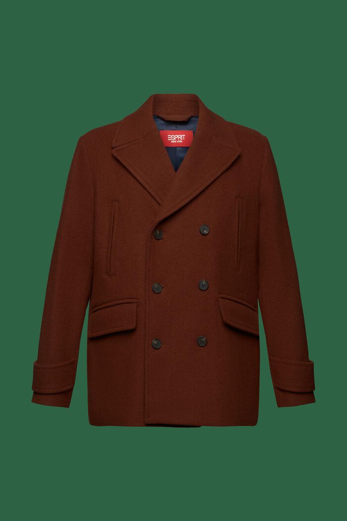 Dvouřadý kratší kabát z vlněné směsi, BARK, detail image number 7