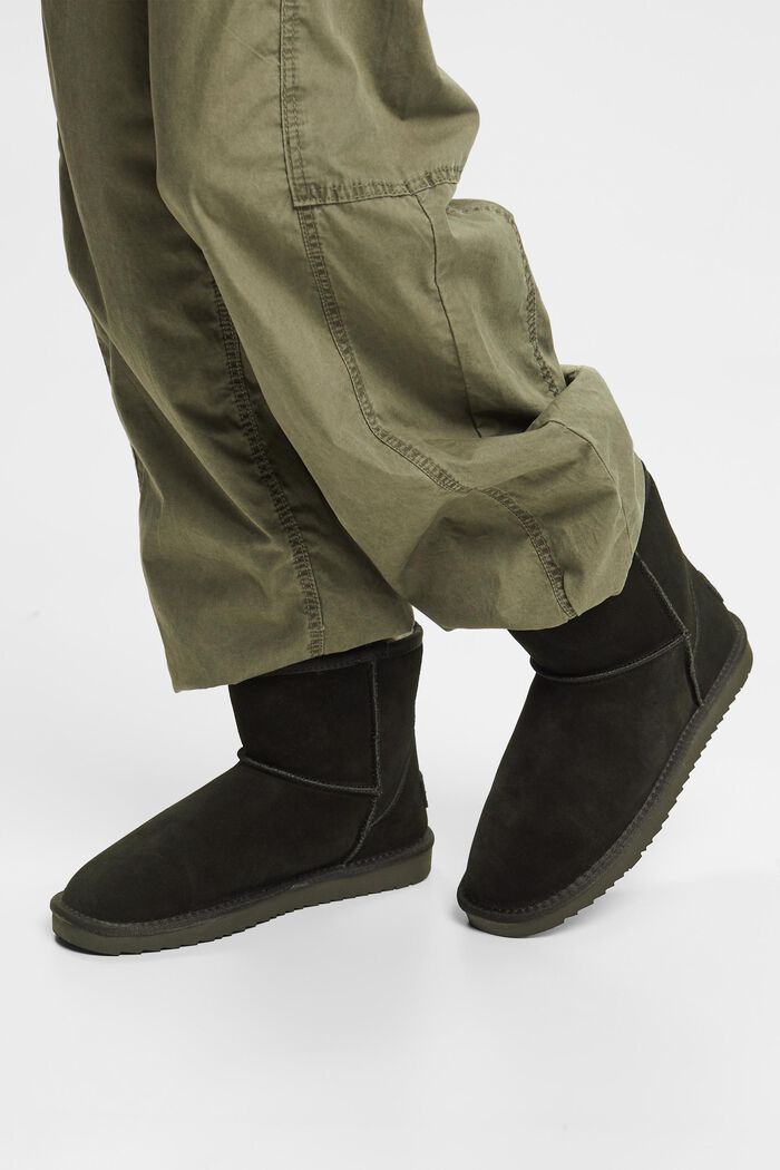 Semišové boty s podšívkou z umělé kožešiny, BLACK, detail image number 1