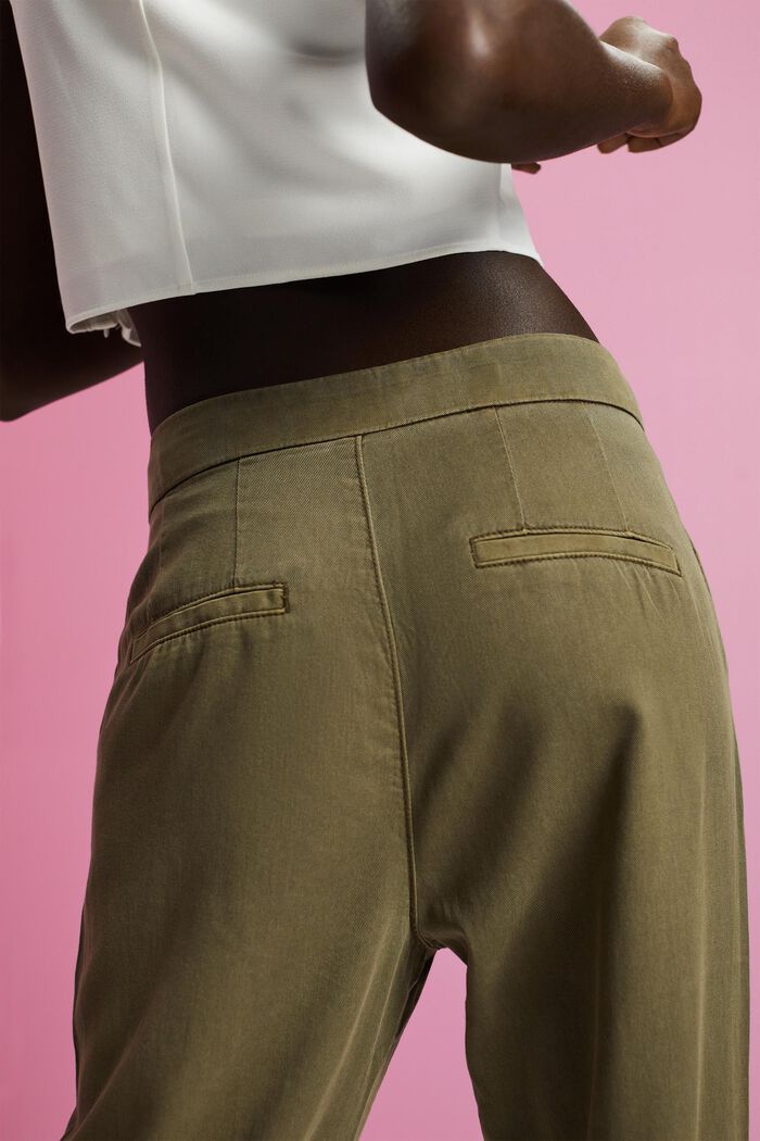 Sportovní keprové kalhoty s vysokým pasem, KHAKI GREEN, detail image number 4