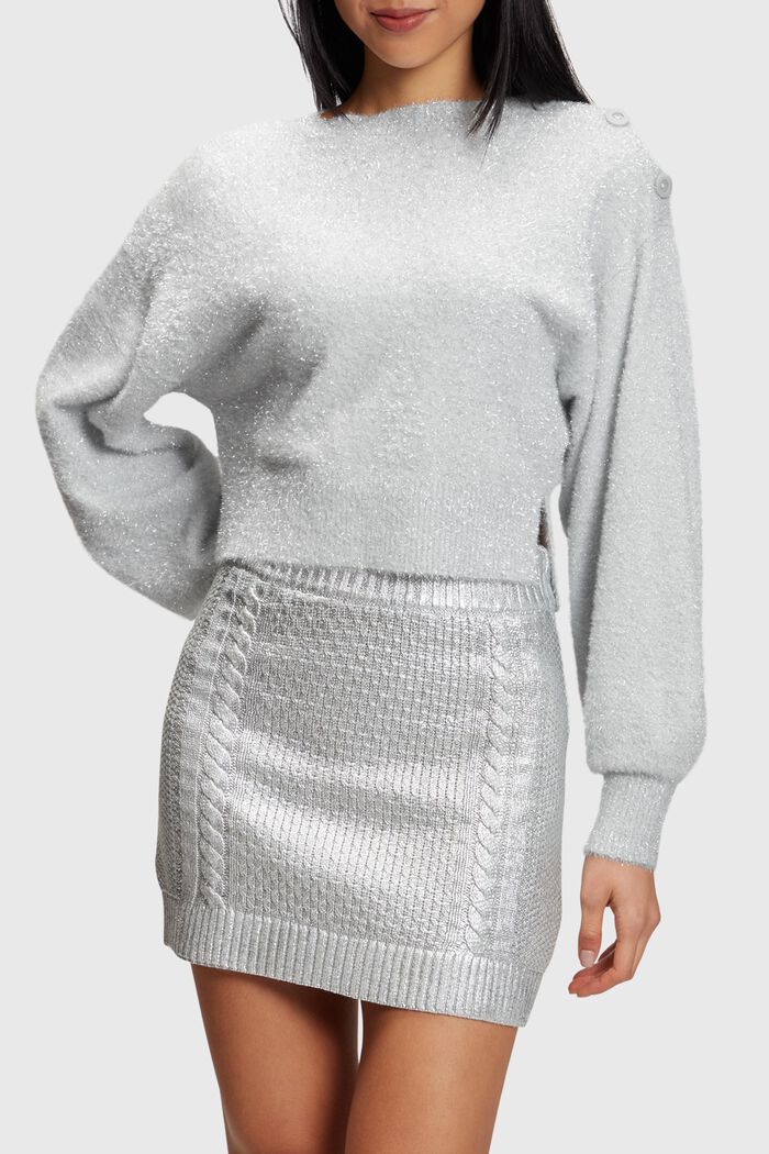 Chlupatý metalický pulovr, SILVER, detail image number 0