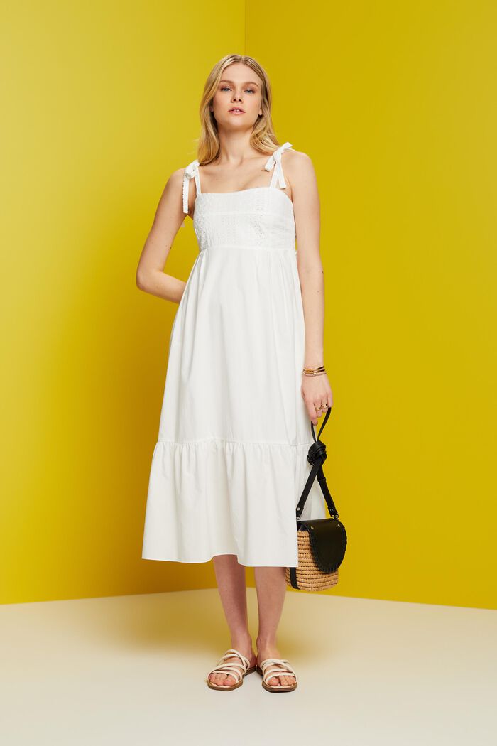 Midi šaty s vyšíváním, LENZING™ ECOVERO™, WHITE, detail image number 1