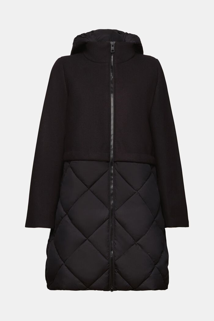Kabát s kapucí ze směsového materiálu, BLACK, detail image number 6