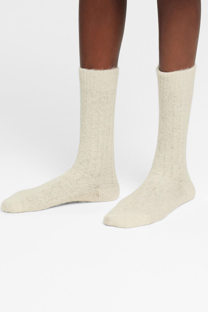 Ponožky ze směsi vlny a alpaky, OFF WHITE, detail image number 2