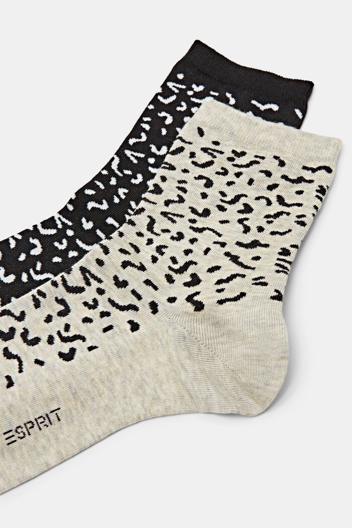 Bavlněné ponožky s potiskem, 2 páry v balení, BEIGE/BLACK, detail image number 2