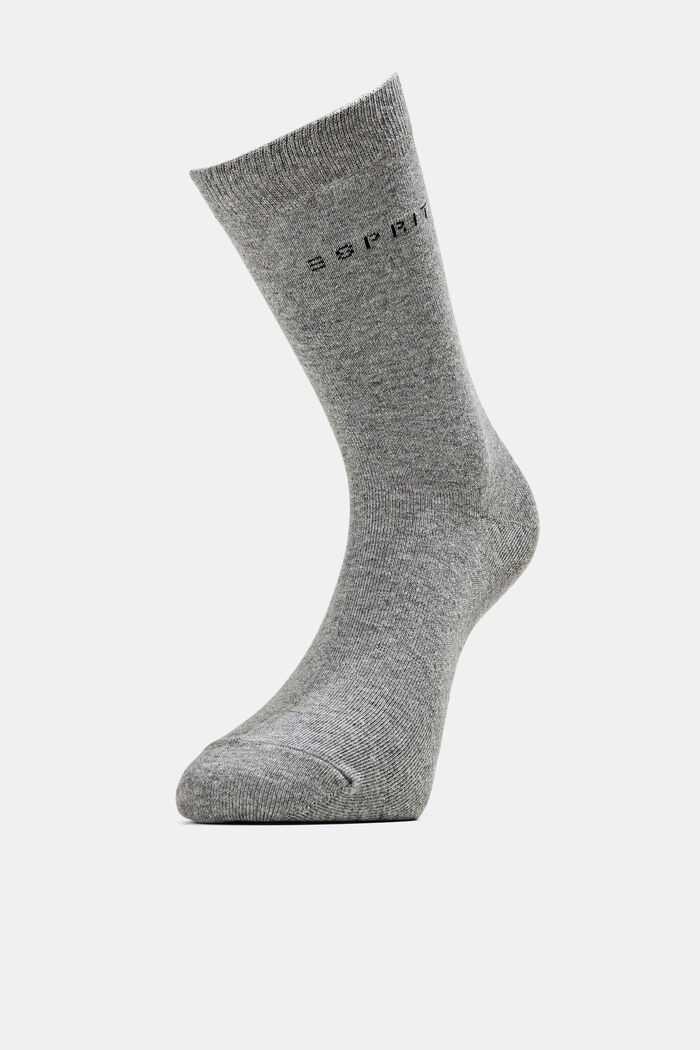 2 páry ponožek s vpleteným logem, bio bavlna, LIGHT GREY MELANGE, detail image number 0