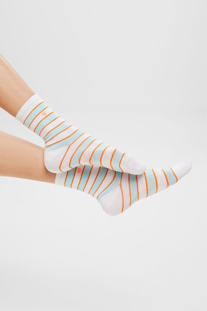 Proužkované ponožky, 2 páry v balení, WHITE, detail image number 1