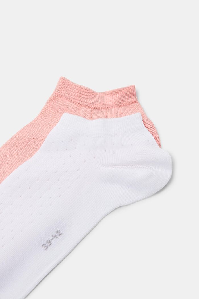 Nízké ponožky s vyšívanými dírkami, 2 páry, PINK/WHITE, detail image number 2