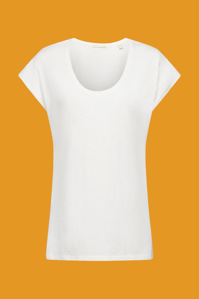Bavlněné tričko s výstřihem do písmene U, OFF WHITE, detail image number 5