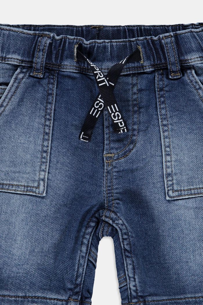 Džínové šortky s elastickým pasem se šňůrkou na stažení, BLUE MEDIUM WASHED, detail image number 2