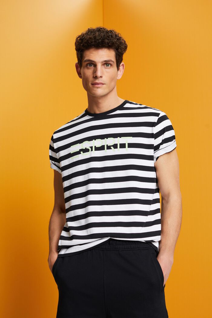 Pruhované tričko z udržitelné bavlny, BLACK, detail image number 0