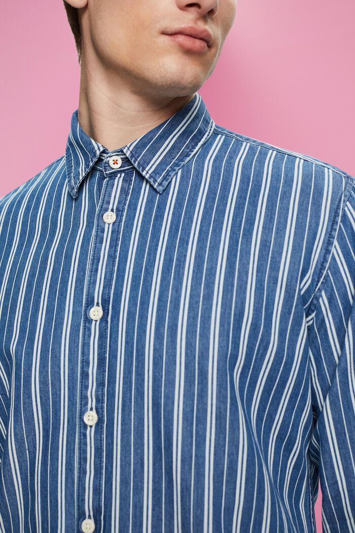 Slim fit džínová košile s pruhy, ICE, detail image number 2