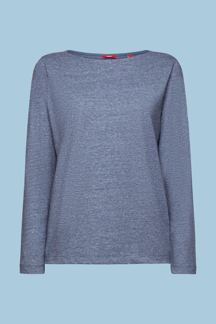 Tričko s dlouhým rukávem a širokým výstřihem, GREY BLUE, detail image number 6