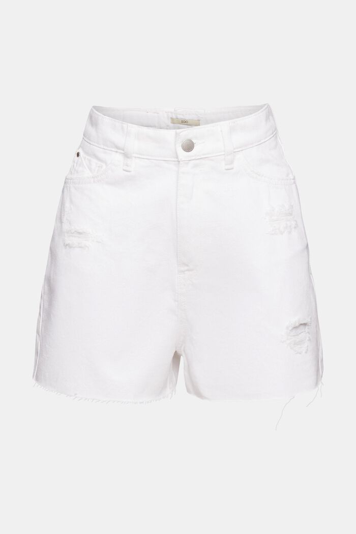 Džínové šortky s efekty poničení, WHITE, detail image number 7