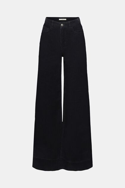 Manšestrové kalhoty se širokými nohavicemi, BLACK, overview