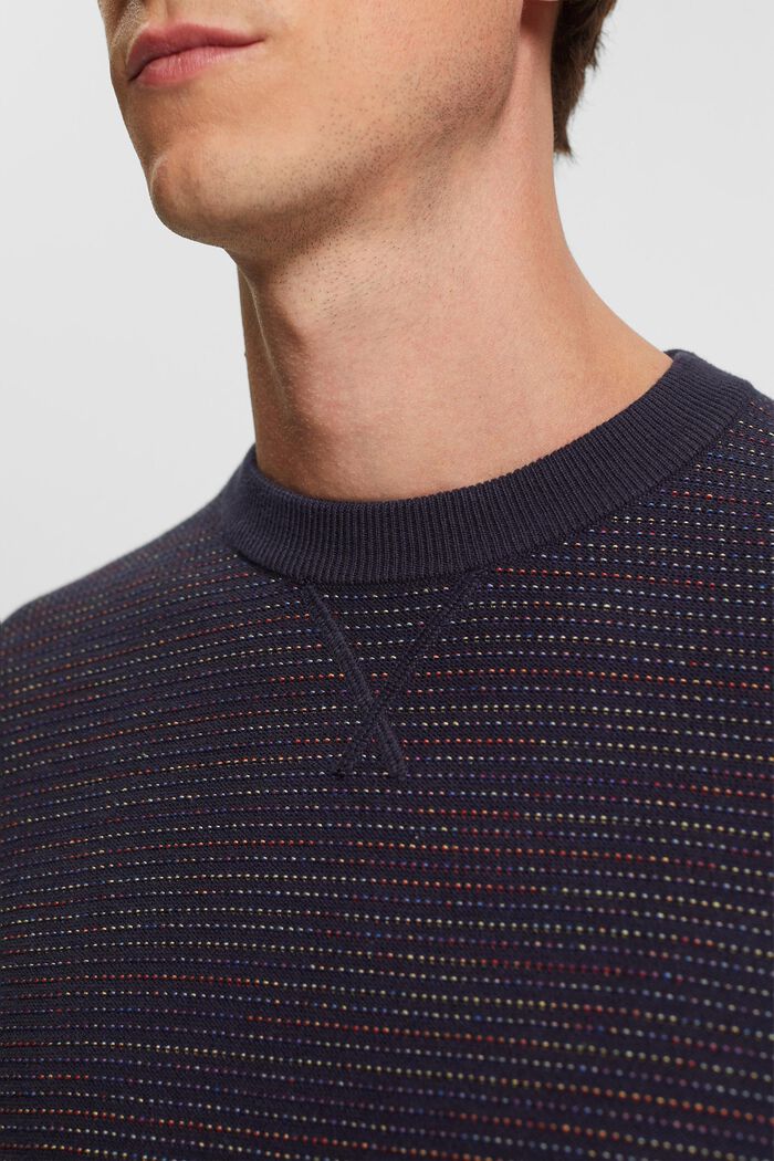 Barevný pruhovaný pulovr z bio bavlny, NAVY, detail image number 2
