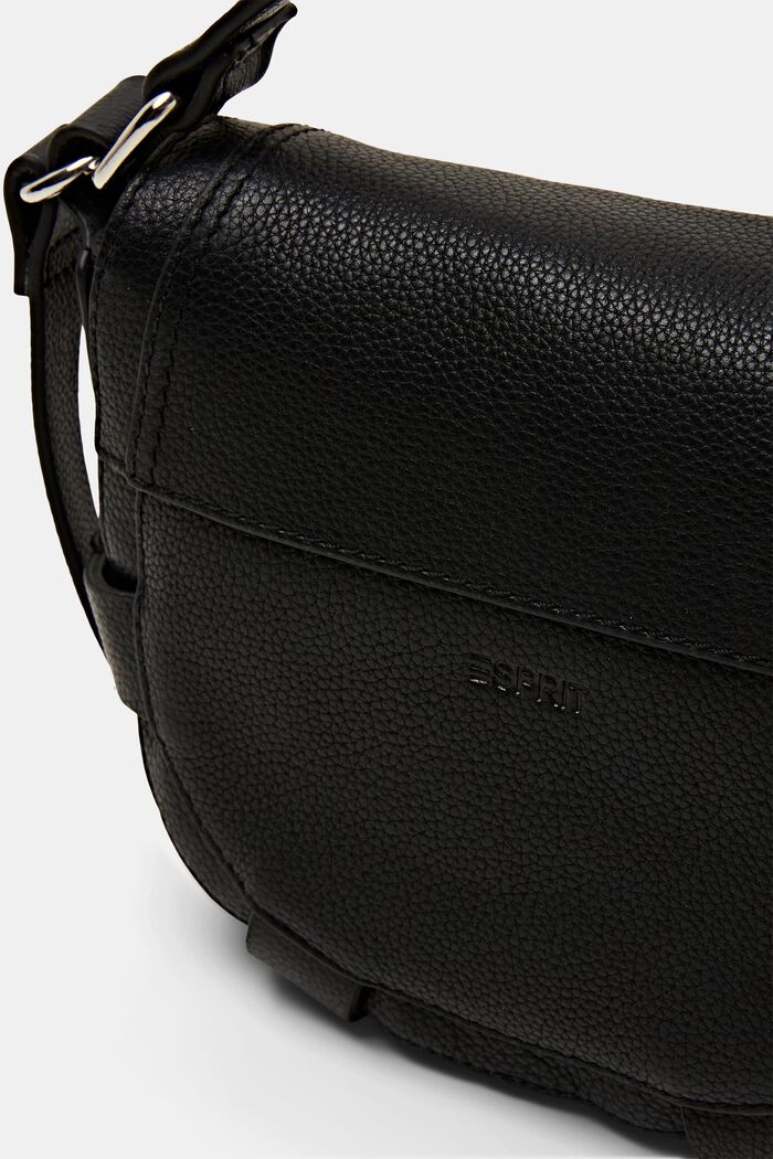 Kožená sedlová kabelka s dekorativními pruhy, BLACK, detail image number 1